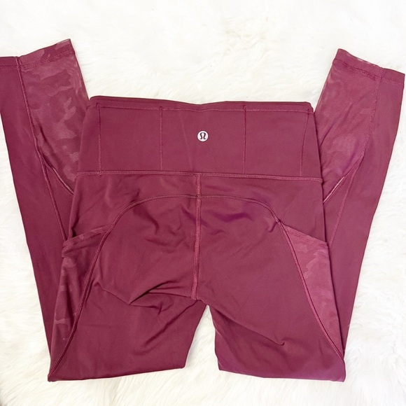 Lululemon Invigorate High-Rise Tight 25” – Burgundy Camo Mesh – Size 4 - Picture 2 of 6